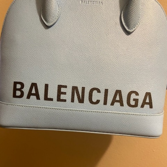 XXS Light Blue Pebbled Balenciaga Logo CrossBody bag - Picture 5 of 16